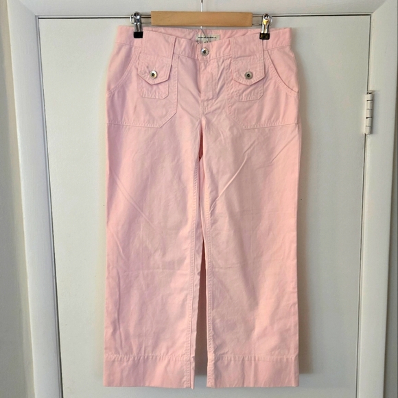 Banana Republic Pants - Banana Republic Pale Pink 100% Cotton Wide Leg Cropped Pants Size 6